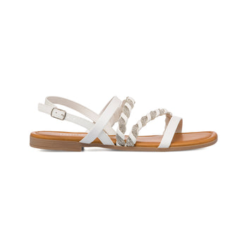 Sandali da donna bianchi con dettagli strass argento Lora Ferres, Donna, SKU w041001494, Immagine 0